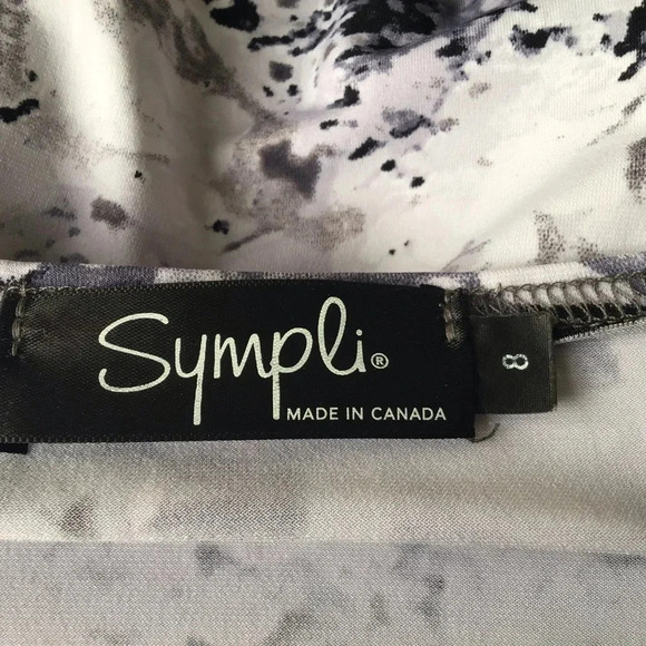 Sympli Go To Classic top gray white marble granite 3/4 sleeves Size 8 - Picture 3 of 8